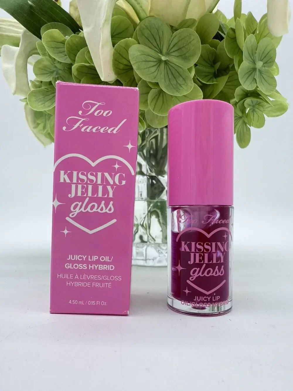 TOO FACED Kissing Jelly Gloss Juicy Lip Oil – Raspberry – 0.15oz / 4.5mL New